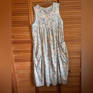 Vintage Laura Ashley Pastel Floral Cotton Pinafore Dress Sz 12 UK/ 10 US